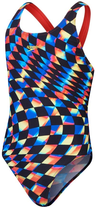 Speedo Digital Allover Leaderback Girls Black/Red